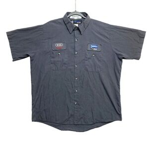 Audi Mechanic Work Shirt Mens XL Gray Short Sleeve Button Up Utility Button Up